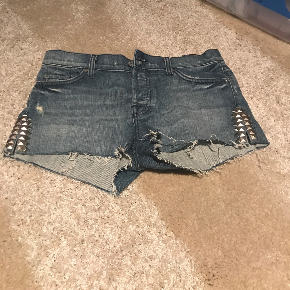Cut off jean shorts with stud detailing