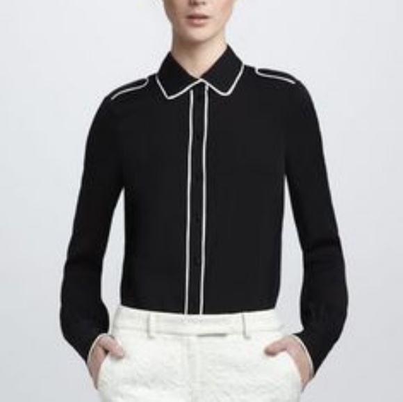 Rachel Zoe Lara Stretch Silk Blouse in Black - Picture 2 of 8