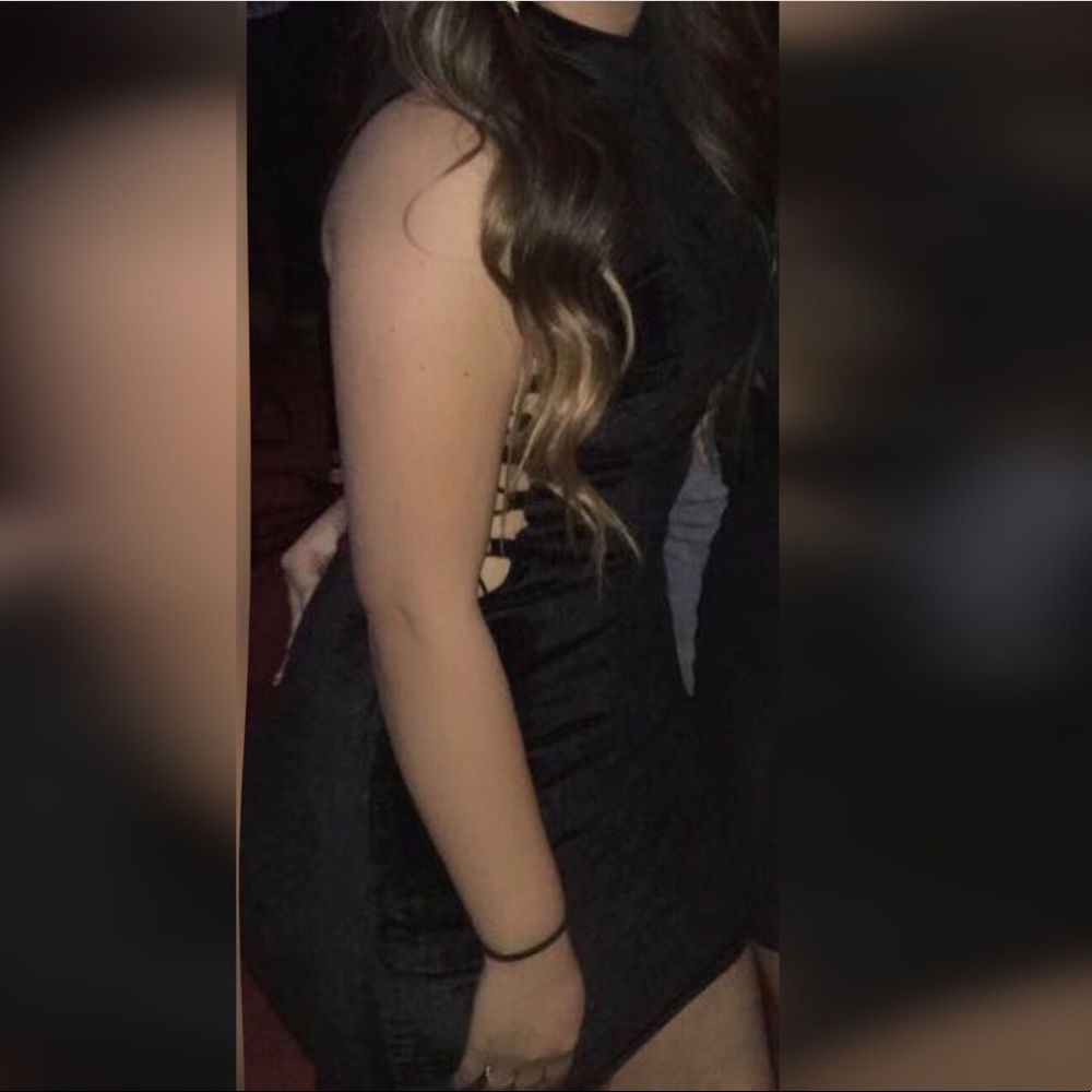 Black laced mini dress