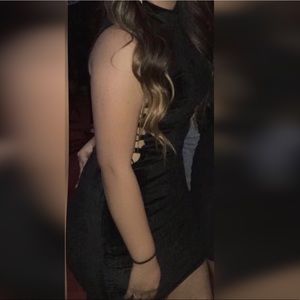 Black laced mini dress