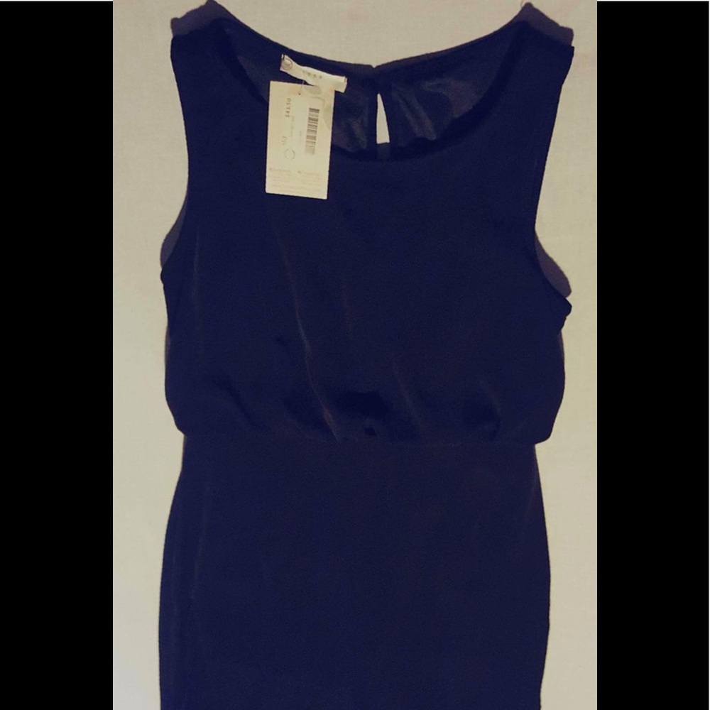 High Neck Empire Waist Black Dress W/ Slit 