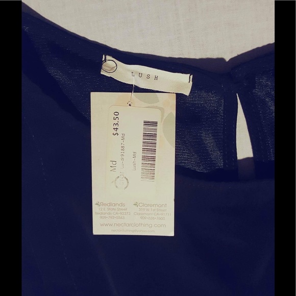 High Neck Empire Waist Black Dress W/ Slit  - Picture 2 of 4