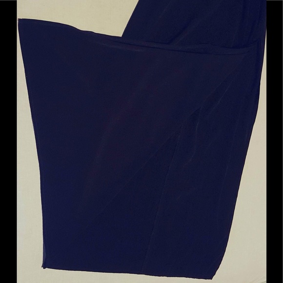 High Neck Empire Waist Black Dress W/ Slit  - Picture 4 of 4