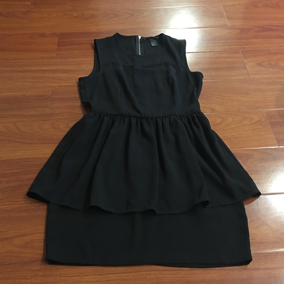 Black Peplum Chiffon Dress