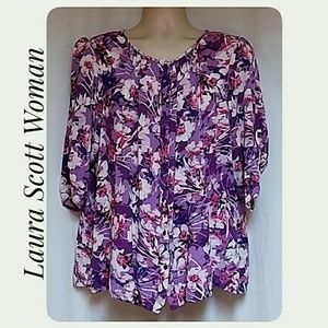 Karen Scott Tops - Laura Scott Woman Floral Button Down Top Size 1X Karen Scott Tops - Laura Scott Woman Floral Button Down Top Size 1X