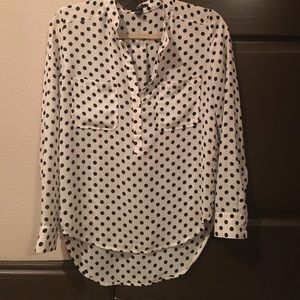 Black and white polka dotted blouse