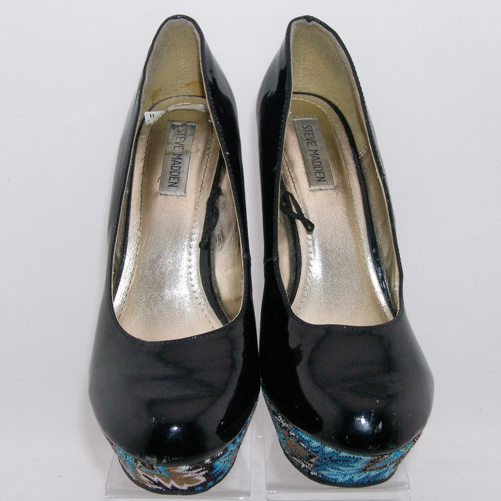Steve Madden 'Elli' faux patent platform wedge 10 - Picture 7 of 8