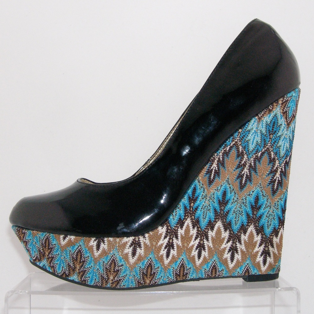 Steve Madden 'Elli' faux patent platform wedge 10 - Picture 3 of 8