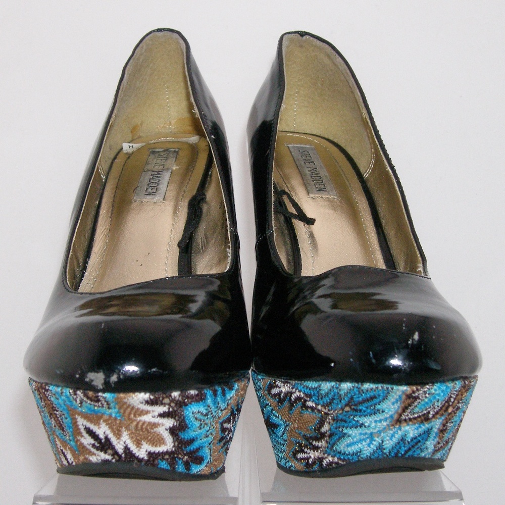 Steve Madden 'Elli' faux patent platform wedge 10 - Picture 6 of 8