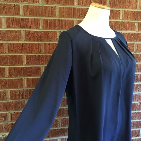 Pleione navy blue long sleeve cut out neck blouse - Picture 4 of 8