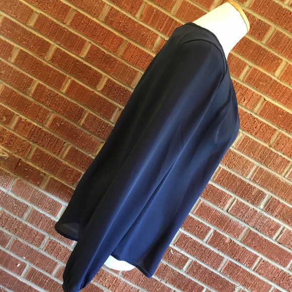 Pleione navy blue long sleeve cut out neck blouse - Picture 5 of 8