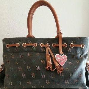 Authentic black leather LV handbag