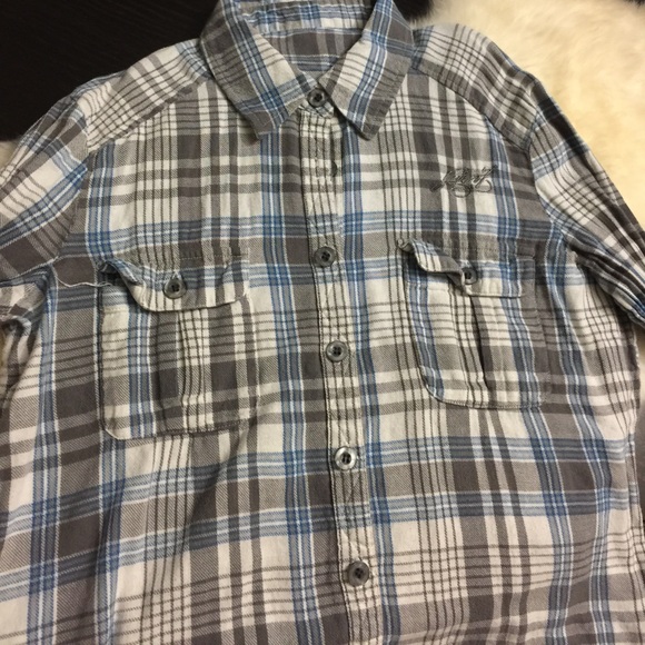 *FIRM! PLAID BUTTON DOWN - Picture 3 of 4