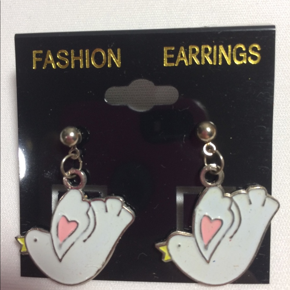 5/$15 Doves Charm Earrings Pierced Post Handmade