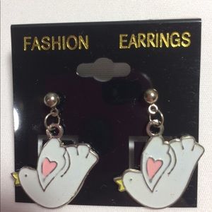 5/$15 Doves Charm Earrings Pierced Post Handmade