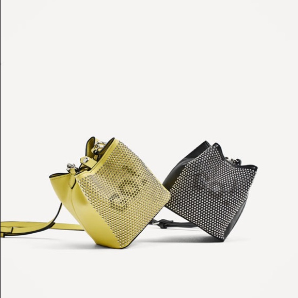 Zara yellow studded mini bucket bag - Picture 4 of 4