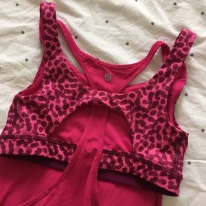 Lululemon pink & leopard tank size 4