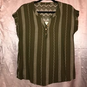 Olive Green Lace Detail Blouse