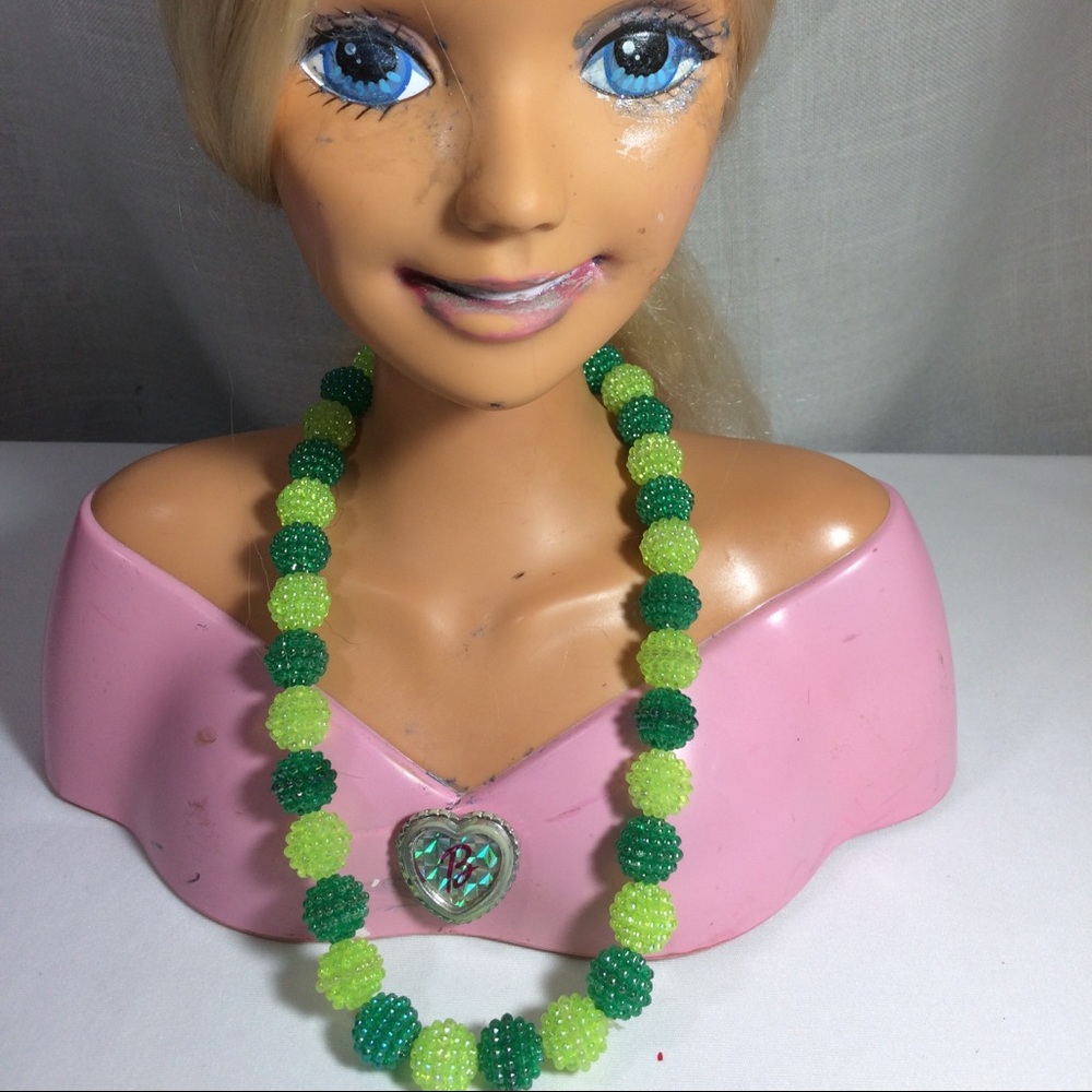 5/$15 Greens Chunky Beaded Necklace Handmade