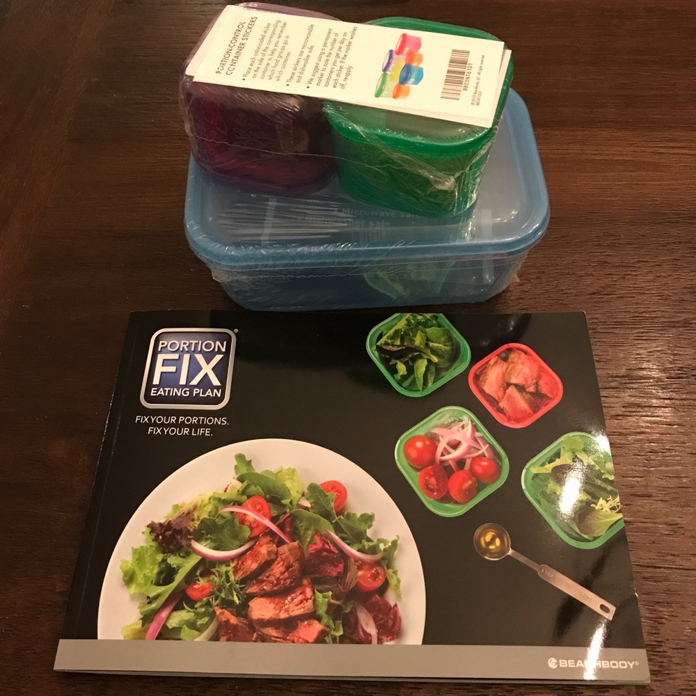 BeachBody Portion Fix containers and book