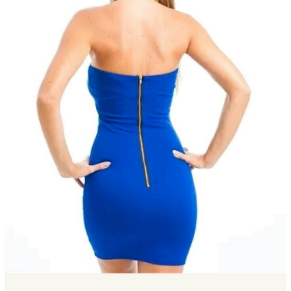 Aqua wide strapless pencil dress - Picture 3 of 3