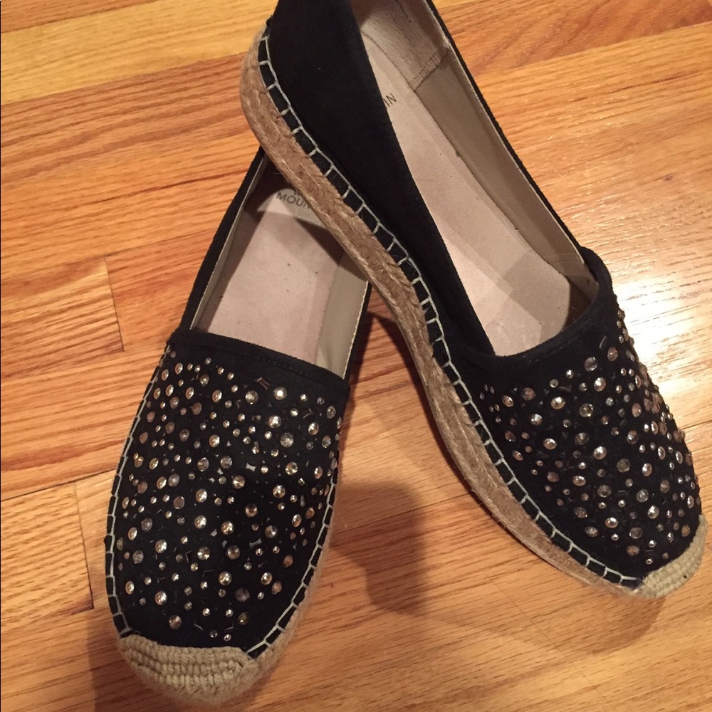 Women's Black Studded Slip-ons