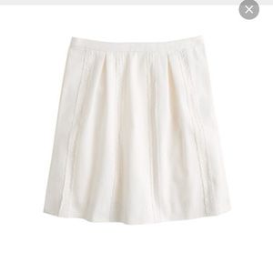 J. Crew Lace Stripe White Mini Skirt