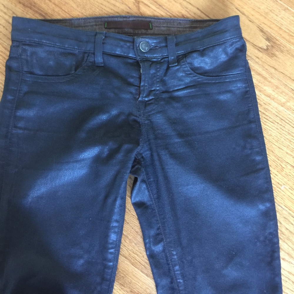 J Brand black coated jeans