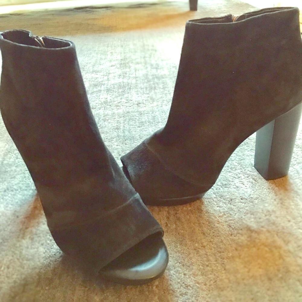 Joie Bria Suede Black Peep-Toe Bootie size 40