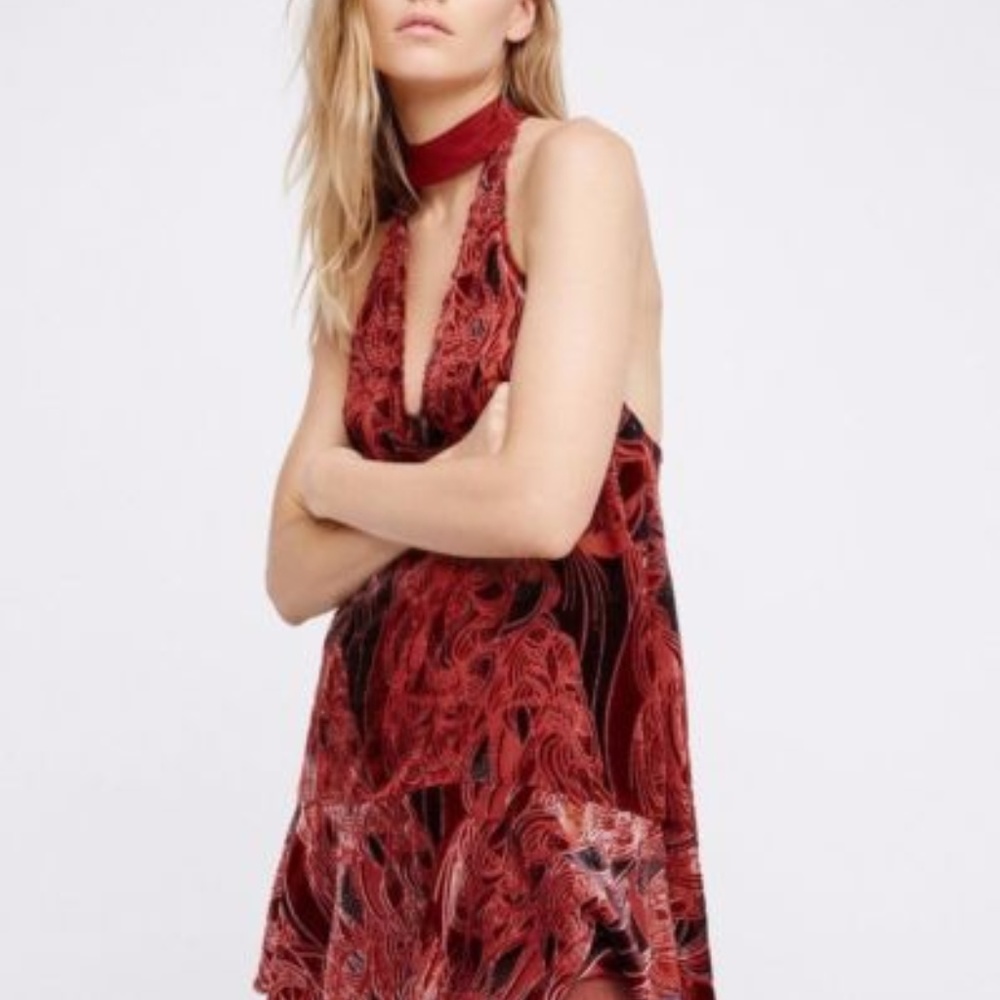 NWT Free People Satin Swing Choker Dress
