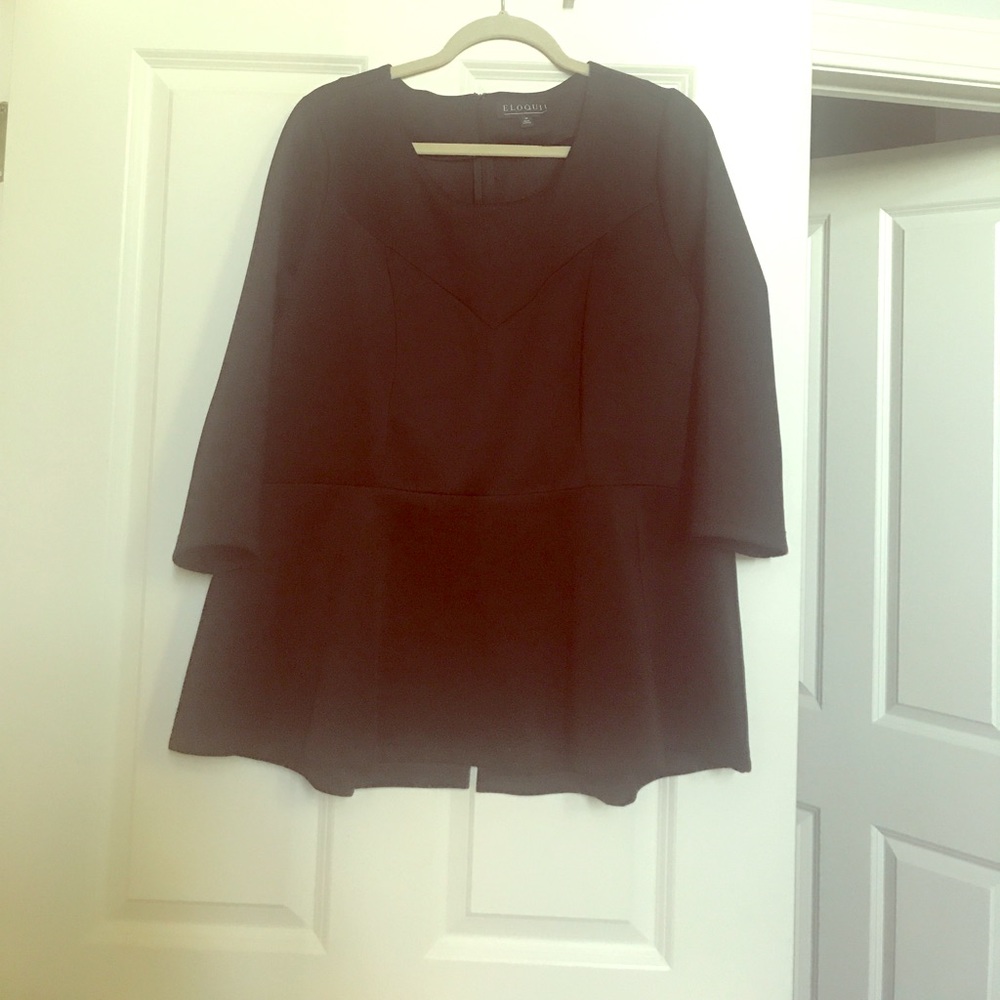 Black bodycon peplum back slit shirt