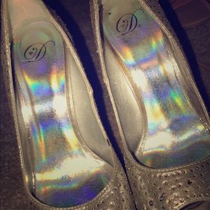 Deb sparkly open toe heels size 10