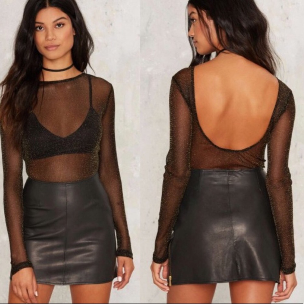 Nasty Gal Mesh With Me Bodysuit NWT