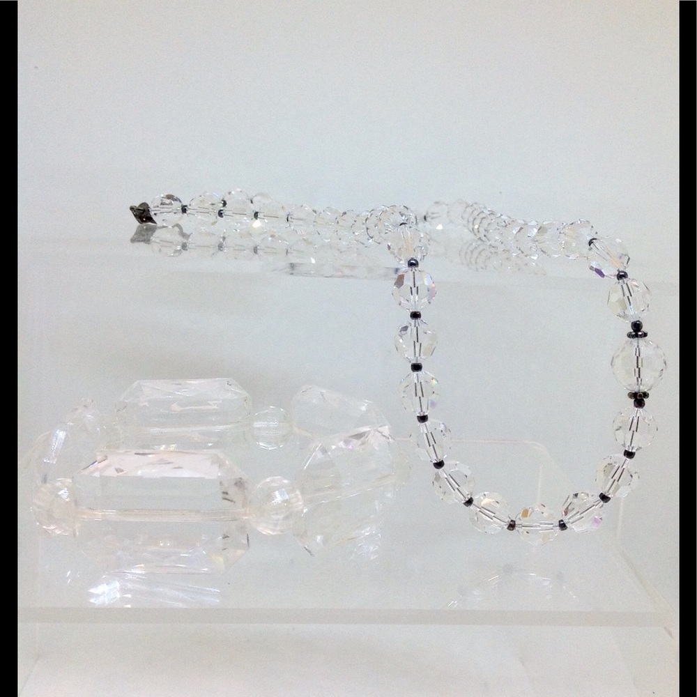 ALI Clear Glass Beaded Necklace & Bracelet Set