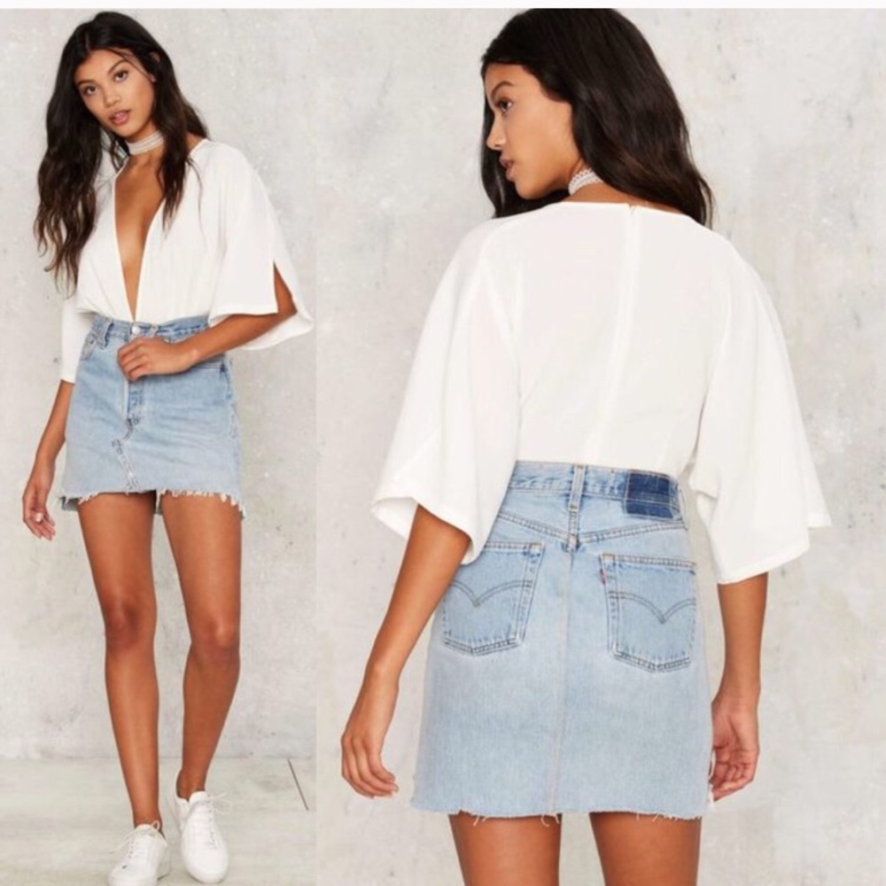 Nasty Gal Overboard plunging kimono bodysuit