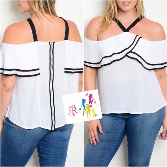 🅿️ Black & White Chiffon Top - Picture 2 of 2