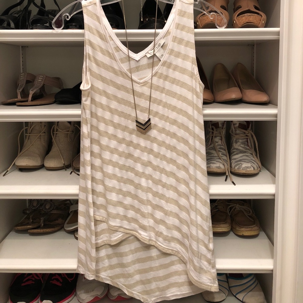 White House Black Market gold and white top