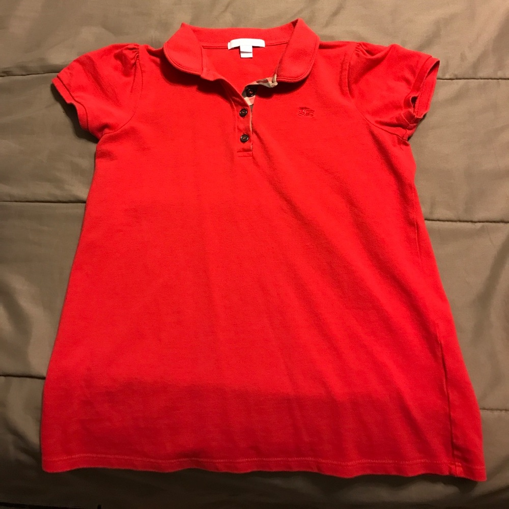 Girls burberry check polo shirt