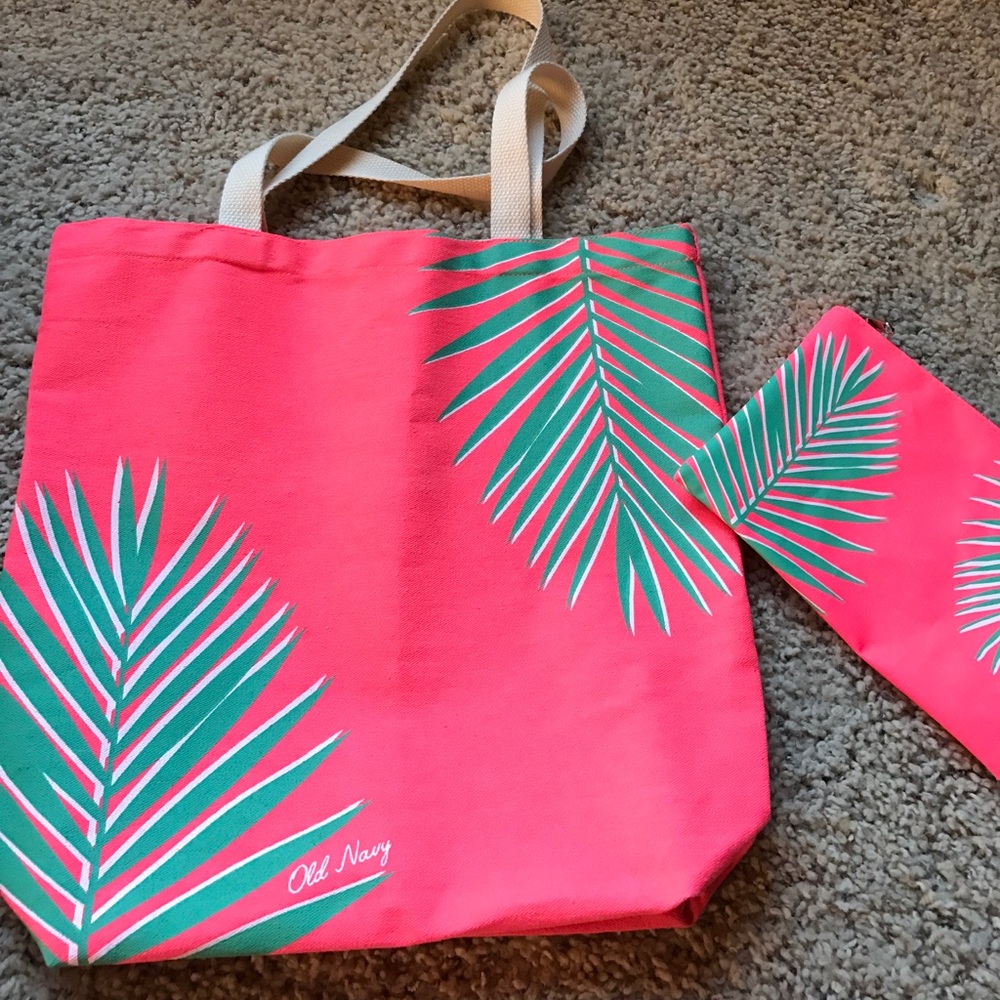 Tropical tote bag and matching coin purse