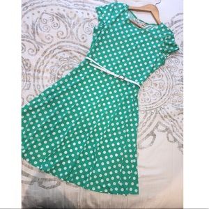 Short sleeve belted polka doted dress 👗