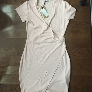 NUDE PINK MINI WRAP DRESS *BRAND NEW*