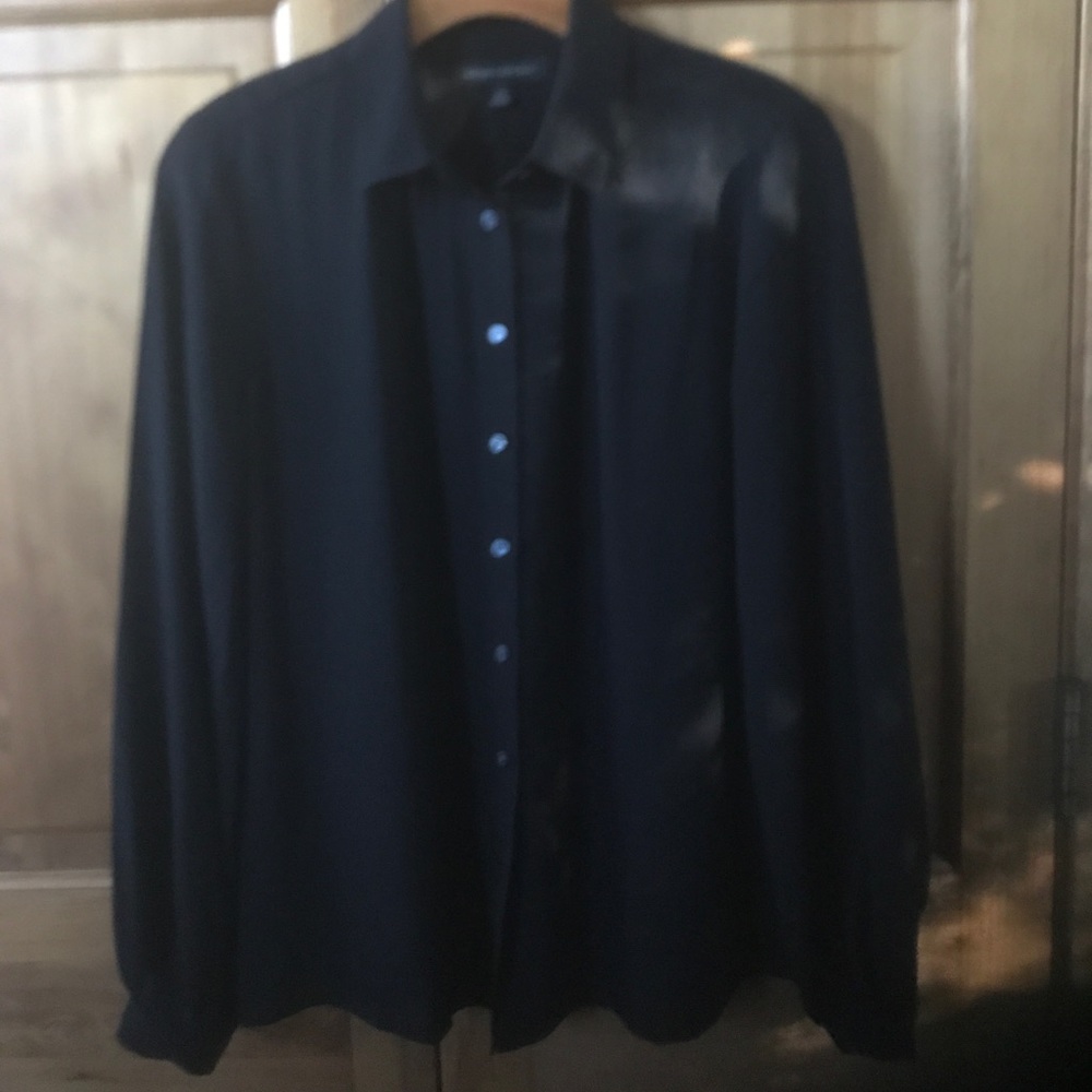 Banana Republic sheer black easy care blouse