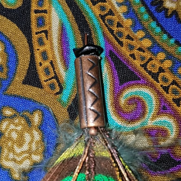 Hand crafted boho feather earrings - Picture 4 of 4