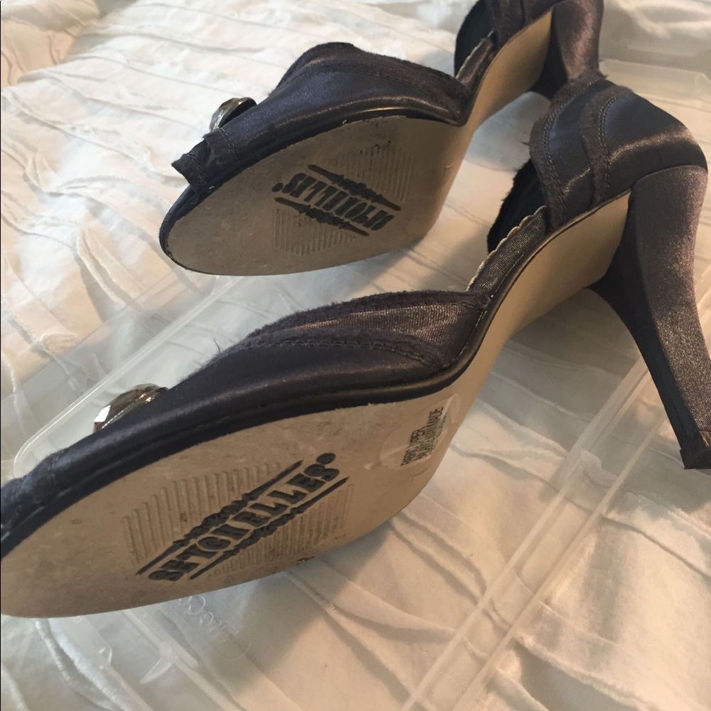 Blue Satin Seychelles Peeptoe Heels with Jewels - Picture 2 of 3