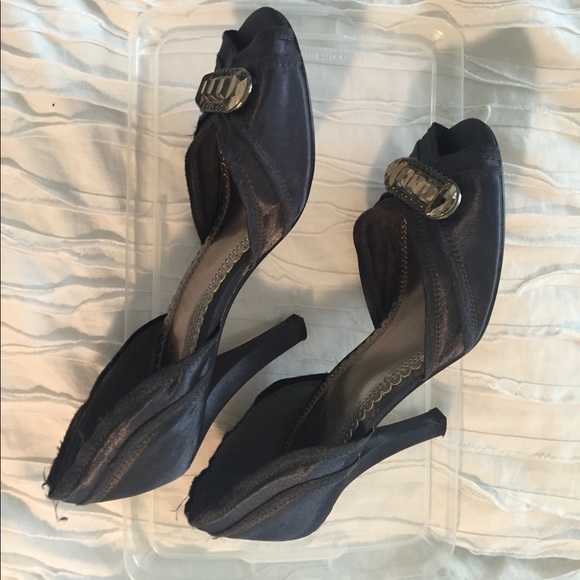 Blue Satin Seychelles Peeptoe Heels with Jewels - Picture 3 of 3