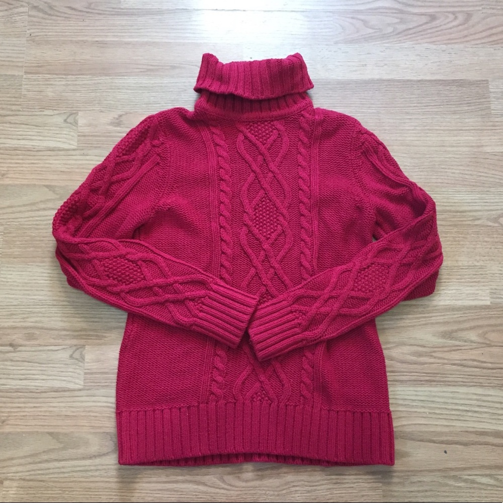Deep red turtleneck sweater
