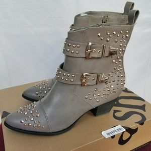 Beau + Ashe Grey Studded Booties
