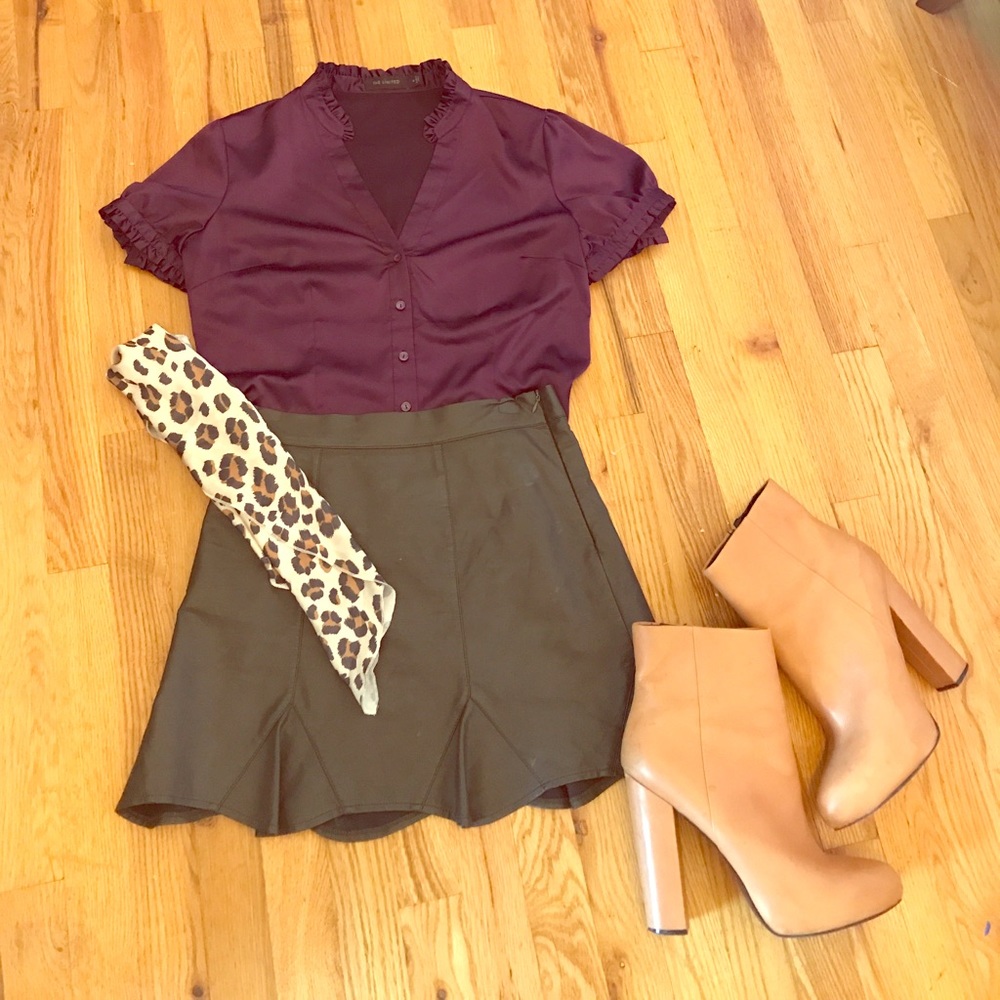 Faux Hunter Green Leather Mini-Skirt