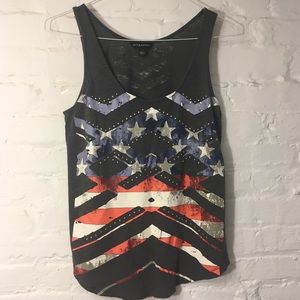Rock & Republic Distressed American Flag Tank