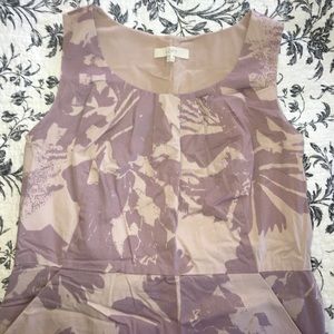 The Loft Lavender & Tan dress 14 POCKETS!